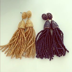 Tassel BaubleBar set Gold and Navy Blue